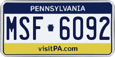 PA license plate MSF6092