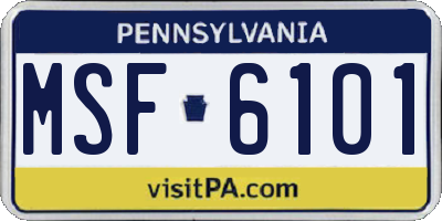 PA license plate MSF6101