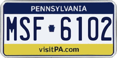 PA license plate MSF6102