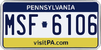 PA license plate MSF6106