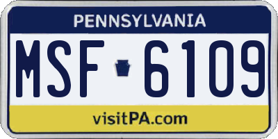 PA license plate MSF6109