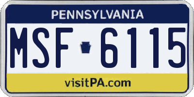 PA license plate MSF6115