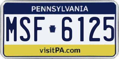 PA license plate MSF6125