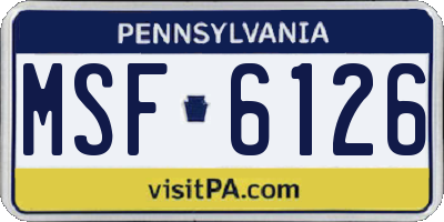 PA license plate MSF6126