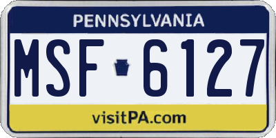 PA license plate MSF6127