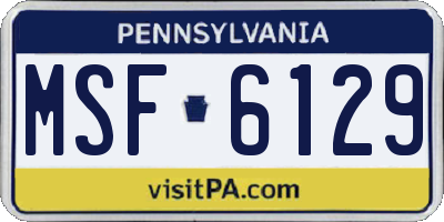 PA license plate MSF6129