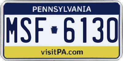 PA license plate MSF6130