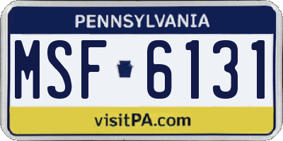 PA license plate MSF6131
