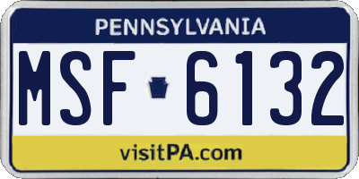 PA license plate MSF6132