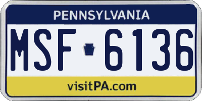 PA license plate MSF6136