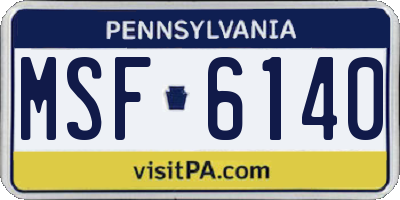 PA license plate MSF6140