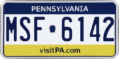 PA license plate MSF6142
