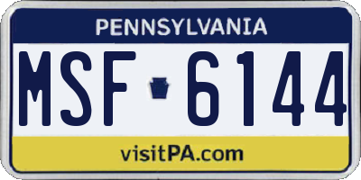 PA license plate MSF6144