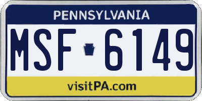 PA license plate MSF6149