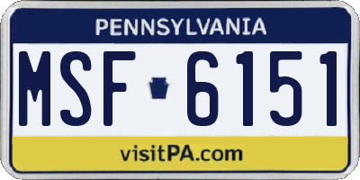 PA license plate MSF6151