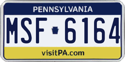 PA license plate MSF6164