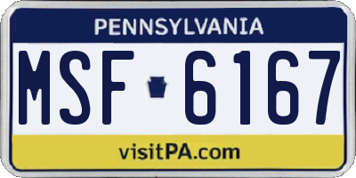 PA license plate MSF6167