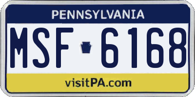 PA license plate MSF6168