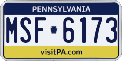 PA license plate MSF6173
