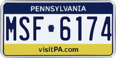 PA license plate MSF6174