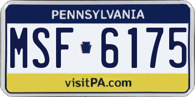 PA license plate MSF6175