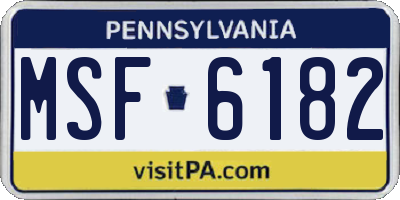 PA license plate MSF6182