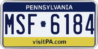 PA license plate MSF6184
