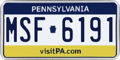 PA license plate MSF6191