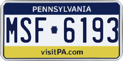 PA license plate MSF6193
