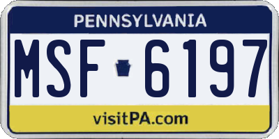 PA license plate MSF6197
