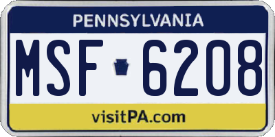 PA license plate MSF6208