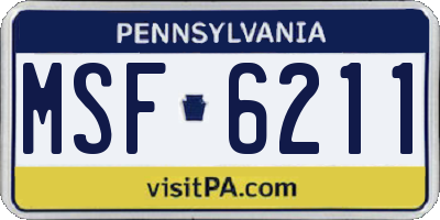 PA license plate MSF6211