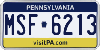 PA license plate MSF6213