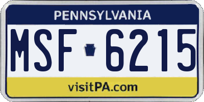 PA license plate MSF6215