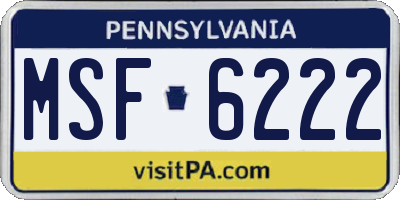 PA license plate MSF6222
