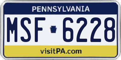 PA license plate MSF6228