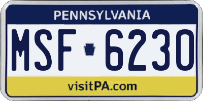 PA license plate MSF6230