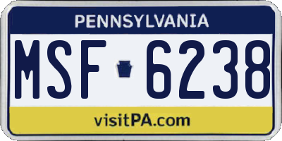 PA license plate MSF6238