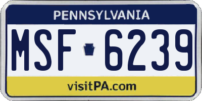 PA license plate MSF6239