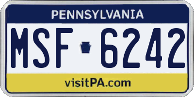 PA license plate MSF6242