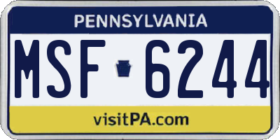 PA license plate MSF6244