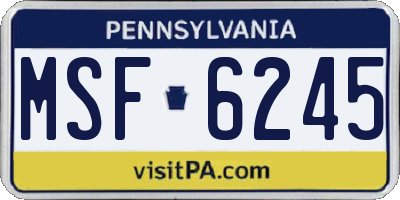 PA license plate MSF6245