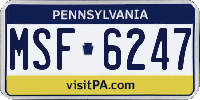 PA license plate MSF6247