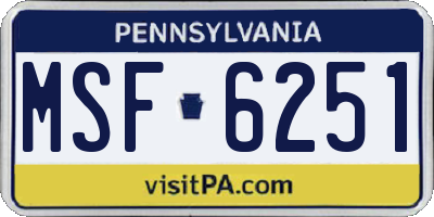 PA license plate MSF6251