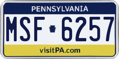PA license plate MSF6257