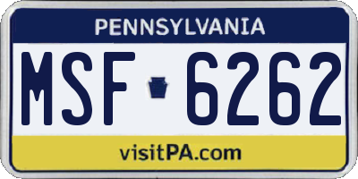 PA license plate MSF6262