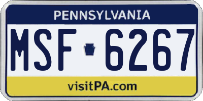 PA license plate MSF6267