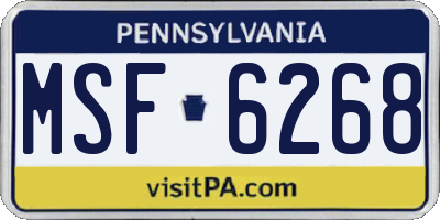 PA license plate MSF6268