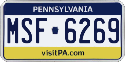 PA license plate MSF6269