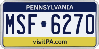 PA license plate MSF6270
